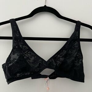 Eberjey Soft Stretch Lace Bralette for Women, Black, Size L